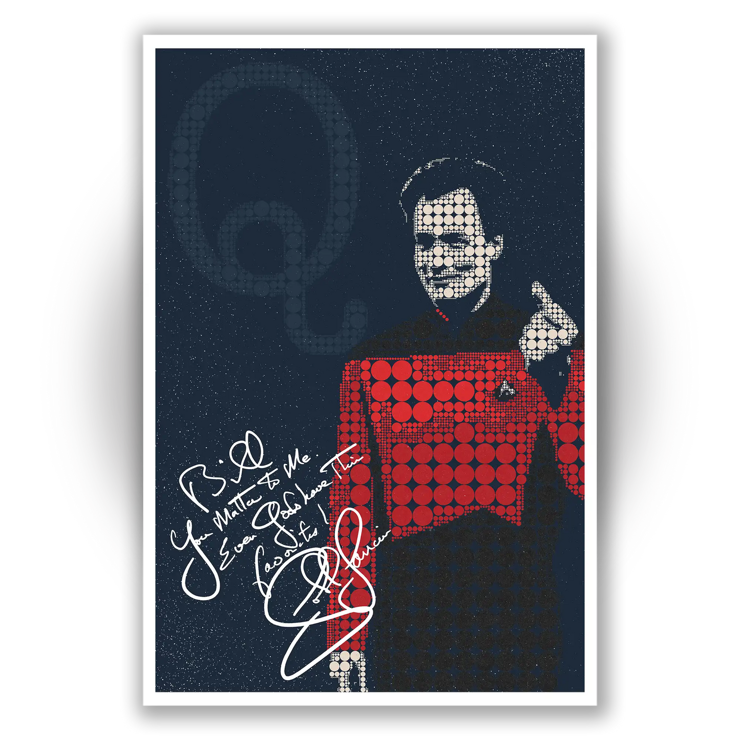 Unframed poster of John de Lancie as Q from Star Trek: The Next Generation, available for personalized autographs on FanFair Signatures.