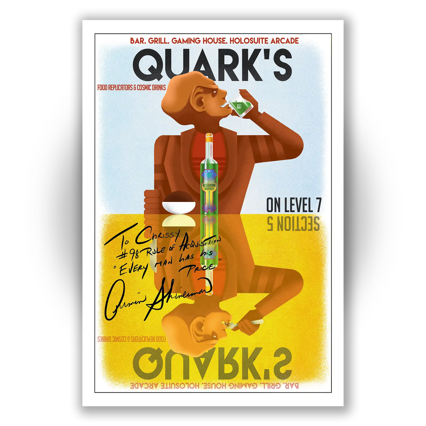 Unframed poster of Armin Shimerman as Quark from Star Trek: Deep Space Nine, available for personalized autographs via FanFair Signatures.