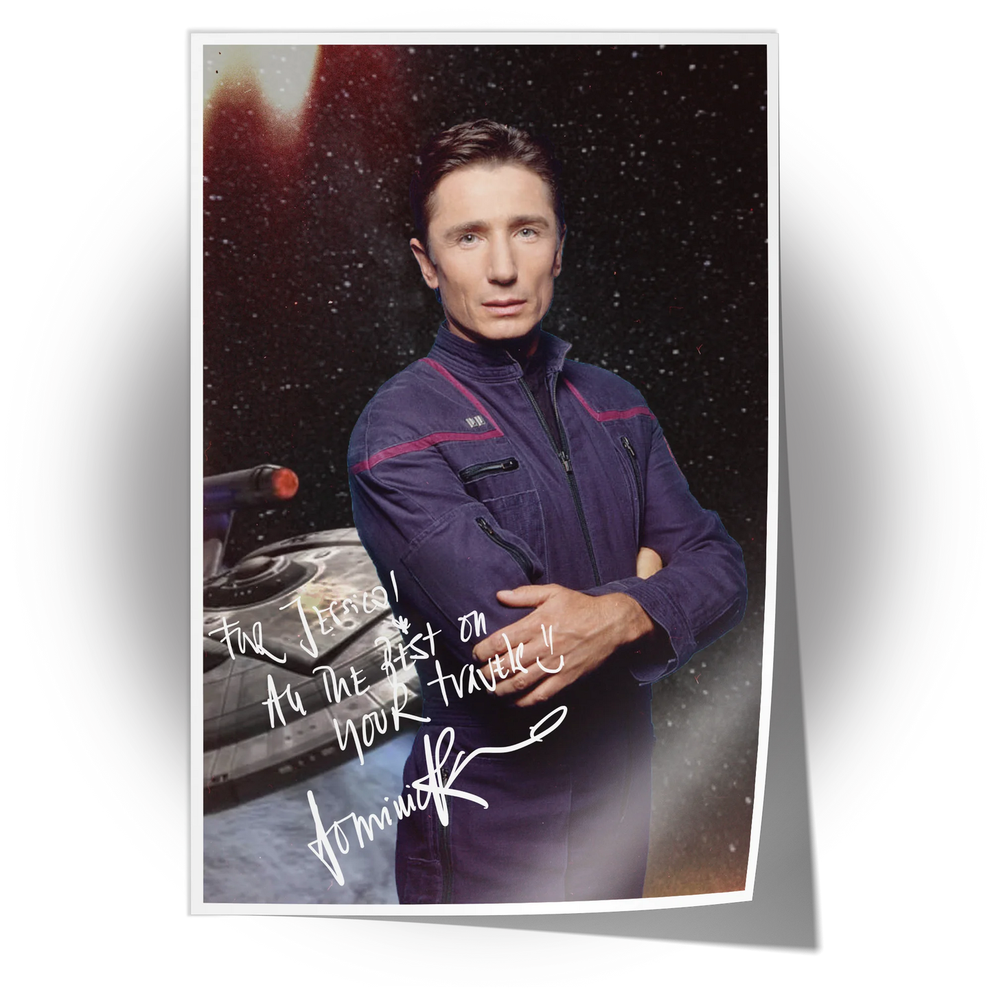 Unframed poster of Dominic Keating as Malcolm Reed from Star Trek: Enterprise, available for personalized autographs through FanFair Signatures.