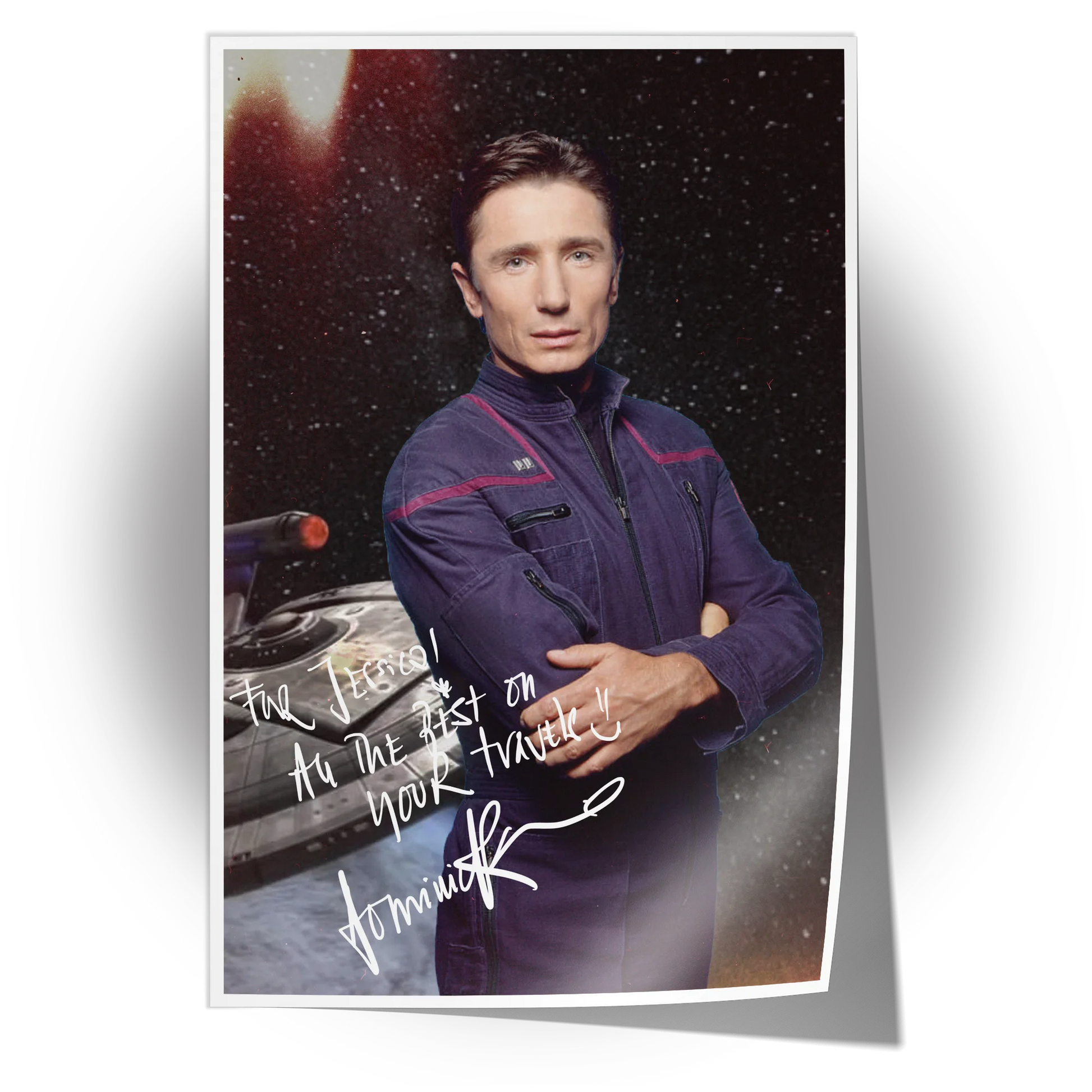 Unframed poster of Dominic Keating as Malcolm Reed from Star Trek: Enterprise, available for personalized autographs through FanFair Signatures.