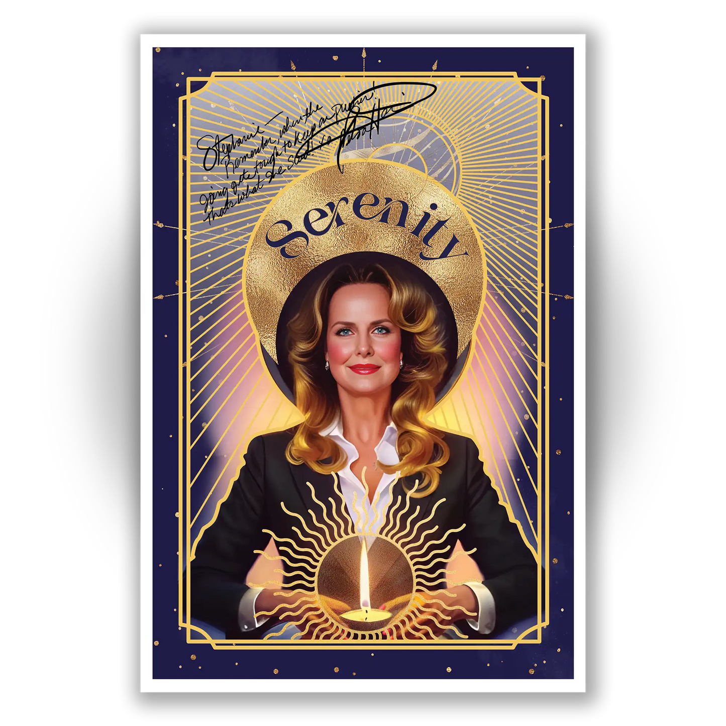 Unframed poster of Melora Hardin, known for her role as Jan in The Office, available for personalized autographs through FanFair Signatures.