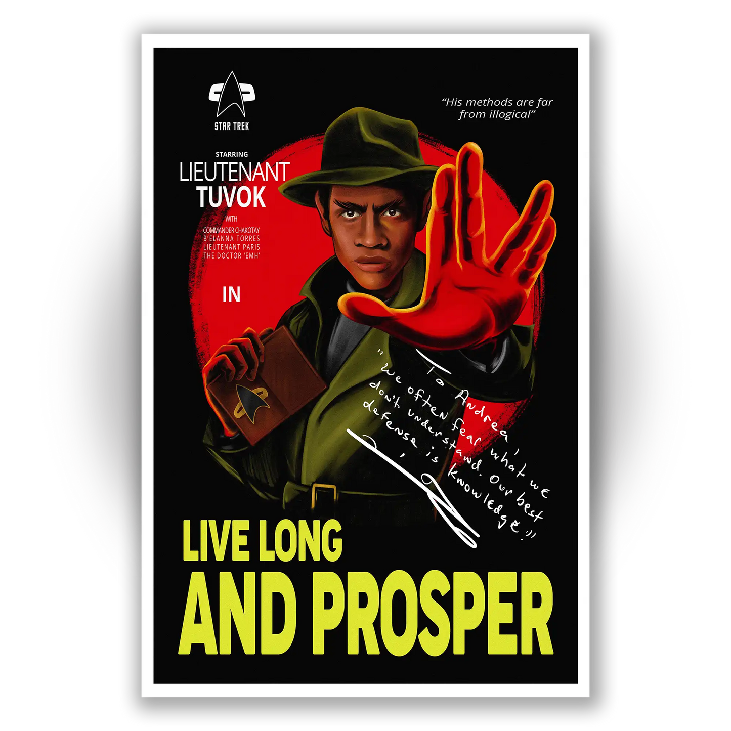 Unframed poster of Tim Russ as Tuvok from Star Trek: Voyager, available for personalized autographs via FanFair Signatures.