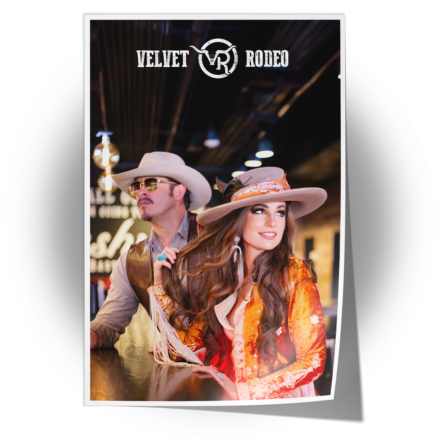 Unframed poster of Velvet Rodeo, acclaimed country music duo, available for personalized autographs via FanFair Signatures.