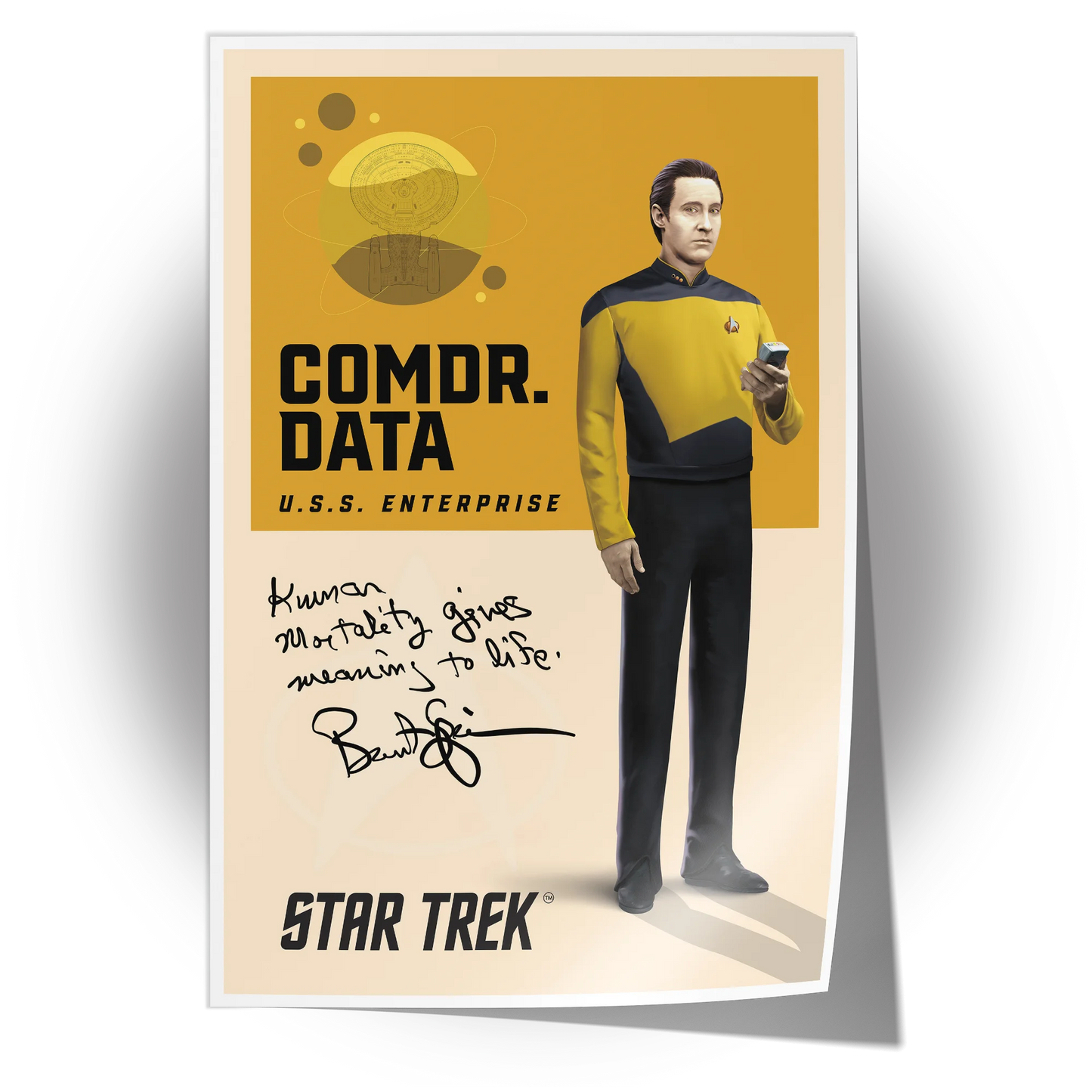 Unframed poster of Brent Spiner as Data from Star Trek: The Next Generation, available for personalized autographs through FanFair.
