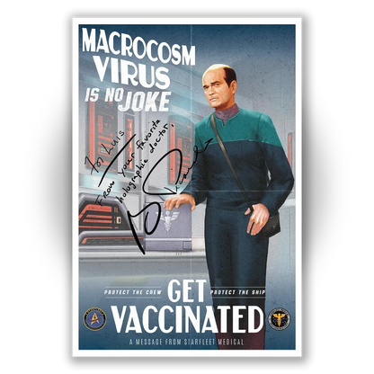 Unframed Macrocosm poster of Robert Picardo as The Doctor from Star Trek: Voyager, available for personalized autographs via FanFair Signatures.