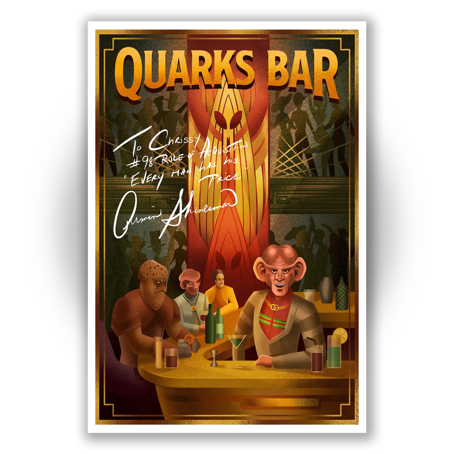 Unframed poster of Armin Shimerman as Quark from Star Trek: Deep Space Nine, available for personalized autographs via FanFair Signatures.