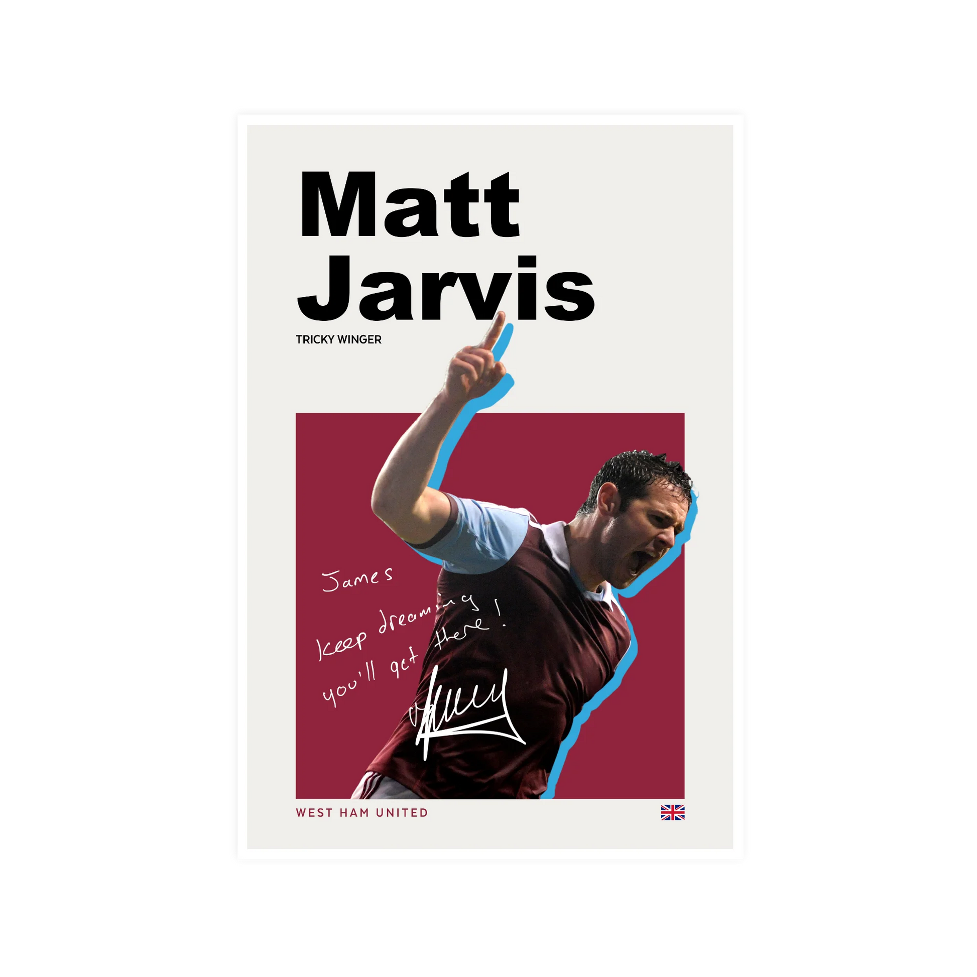 Unframed West Ham poster of Matt Jarvis, former Premier League footballer for Wolverhampton Wanderers and Norwich City, available for autographs on FanFair.