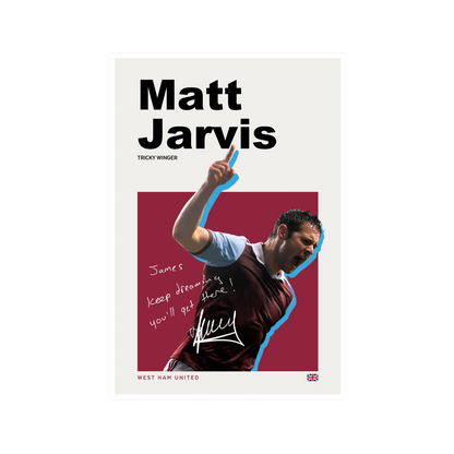 Unframed West Ham poster of Matt Jarvis, former Premier League footballer for Wolverhampton Wanderers and Norwich City, available for autographs on FanFair.