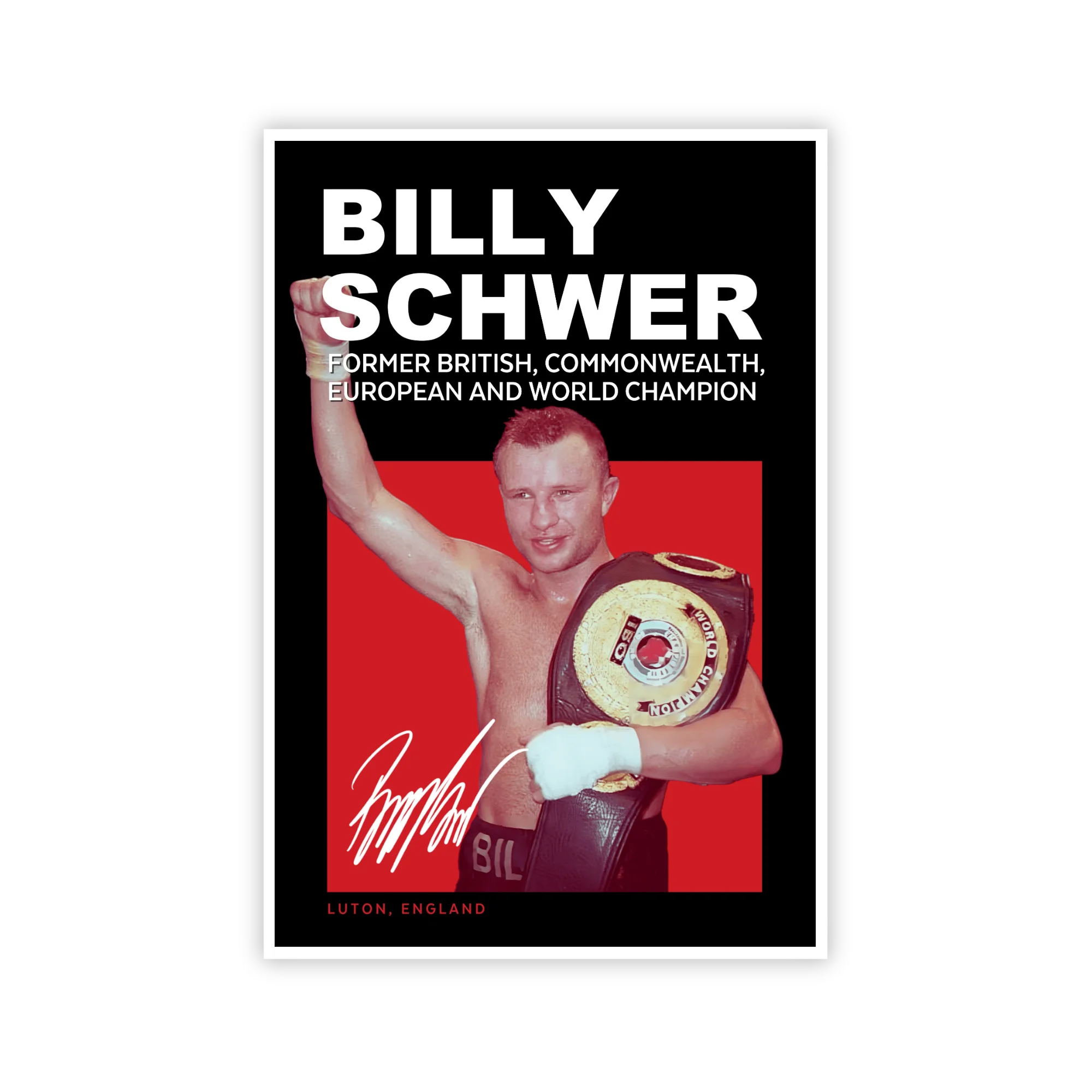 Unframed poster of Billy Schwer, former lightweight boxing world champion, available for personalized autographs via FanFair Signatures.