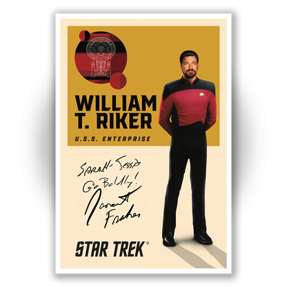 Unframed poster of Jonathan Frakes as Commander Riker from Star Trek: The Next Generation, available for personalized autographs via FanFair.