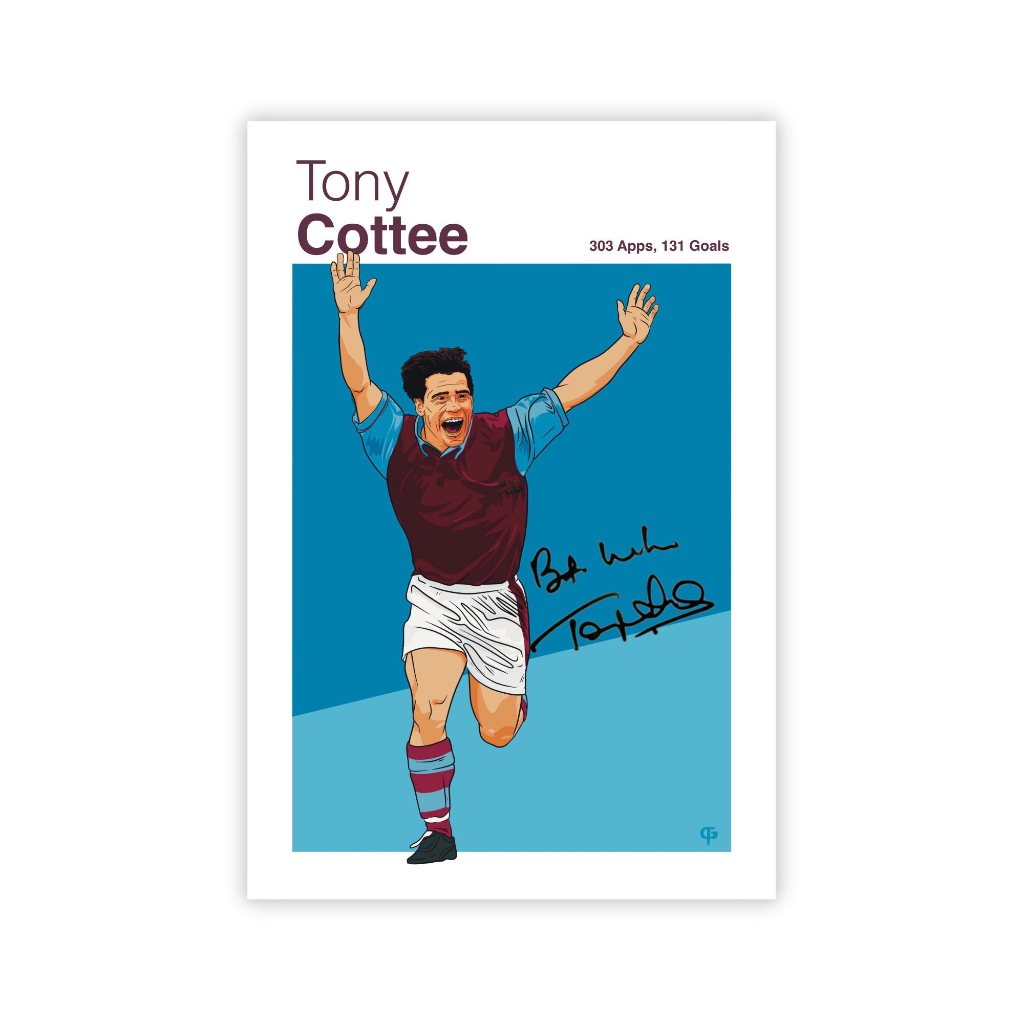 Unframed poster of Tony Cottee, legendary West Ham United and Everton striker, available for personalized autographs via FanFair Signatures.