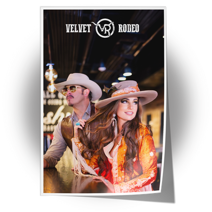 Unframed poster of Velvet Rodeo, acclaimed country music duo, available for personalized autographs via FanFair Signatures.